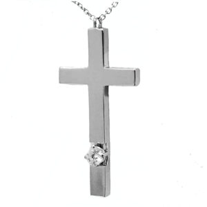 designer diamond cross in prong setting